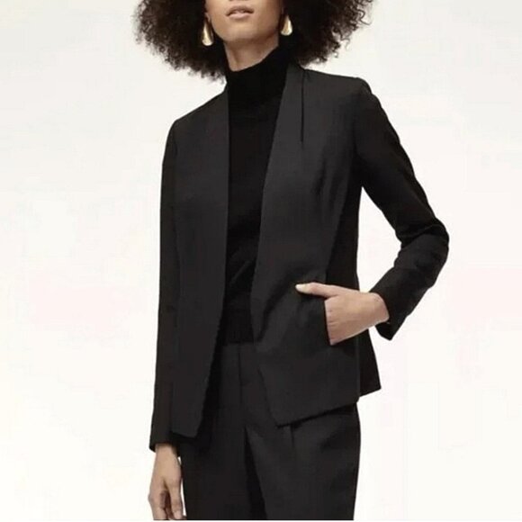 Aritzia Babaton Keith Blazer Sz 6 Open Front Black Corporate Minimalist - Picture 1 of 11